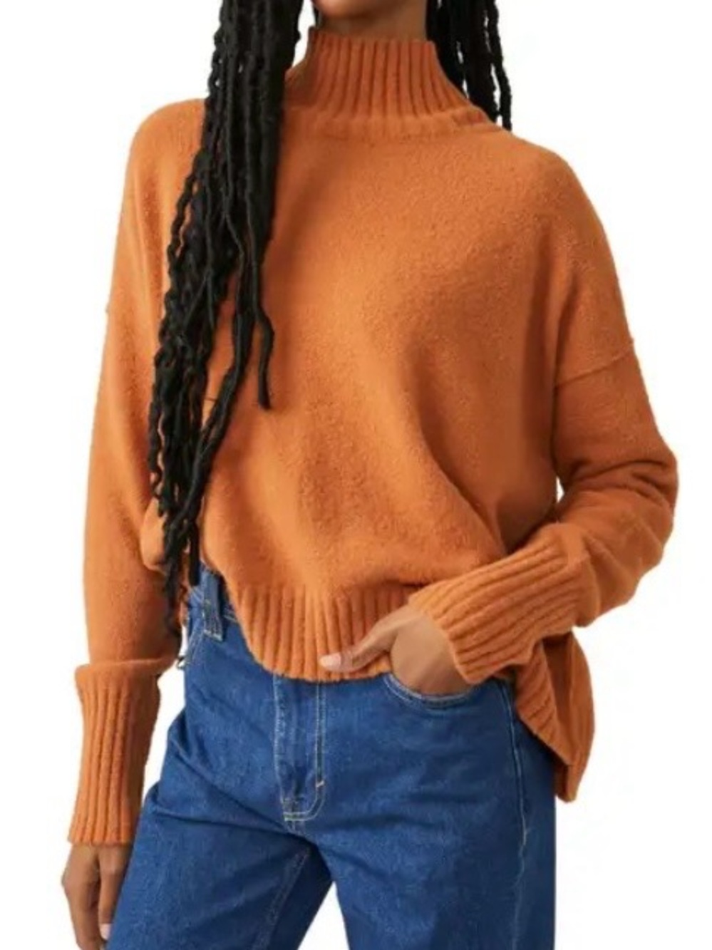 Free People Vancouver Mock Turtleneck Sweater - Burnt Orange